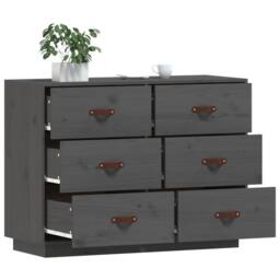 Berkfield Home Sideboard Grey 100x40x75 cm Solid Wood Pine - Size: 100 x 40 x 75 cm - thumbnail 4