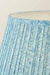 ValueLights Bobbin Leaf Printed Pleated Shade Walnut Bobble Floor Lamp in Mid Blue - thumbnail 4