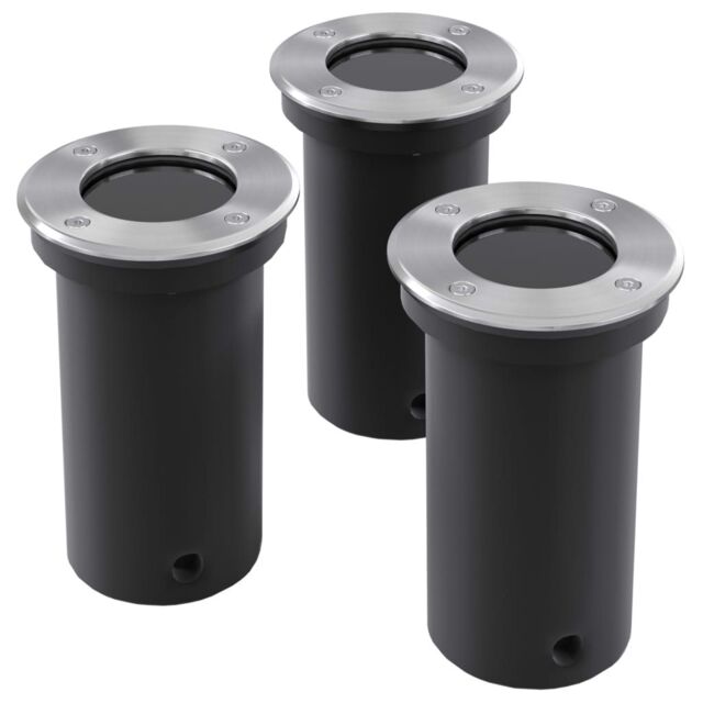 Berkfield Home Outdoor Ground Lights 3 pcs Round in Silver - image 1
