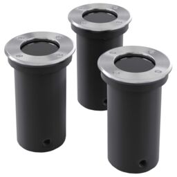 Berkfield Home Outdoor Ground Lights 3 pcs Round in Silver