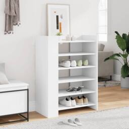 Berkfield Home Shoe Cabinet White 74.5x37.5x100 cm Engineered Wood - thumbnail 2