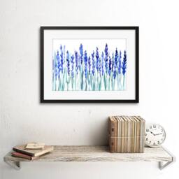 "Wee Blue Coo Flowers Lavender Watercolour Meadow Home Decor 12x16"" Framed Art Print in Blue - Size: W12"" x H16""" - thumbnail 2