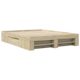Berkfield Home Bed Frame Frame Sonoma Oak 150x200 cm King Size Wood in Light Tan - thumbnail 3