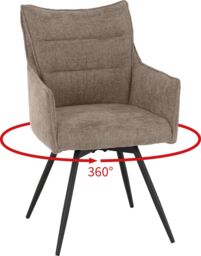 Seconique Lewis Carver Swivel Dining Chair in Fawn - thumbnail 8