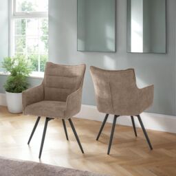 Seconique Lewis Carver Swivel Dining Chair in Fawn - thumbnail 1