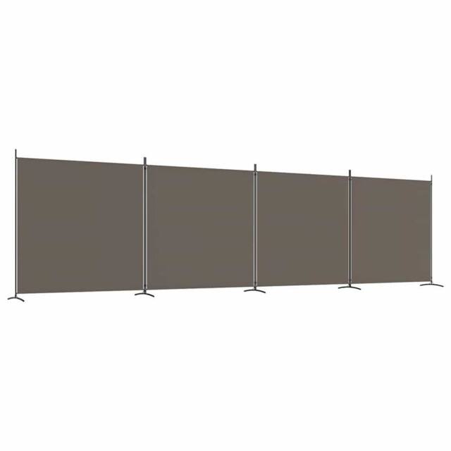 Berkfield Home 4-Panel Room Divider Anthracite 698x180 cm Fabric in Dark Grey - image 1