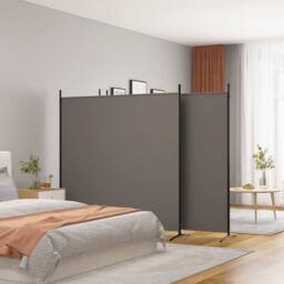 Berkfield Home 4-Panel Room Divider Anthracite 698x180 cm Fabric in Dark Grey - thumbnail 2