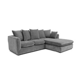 Abakus Direct Lucas Water Repellent Velvet Chenille Right Facing Corner Sofa in Graphite in Stone - thumbnail 2