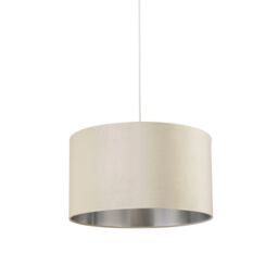 Lighting Collection Light Grey Velvet Drum Shade Silver Inner D35Cm Lamp Shade - thumbnail 3