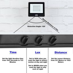 Harper Living PIR Floodlight with Fast Connector, Waterproof IP65, 50 Watts in Black - thumbnail 4
