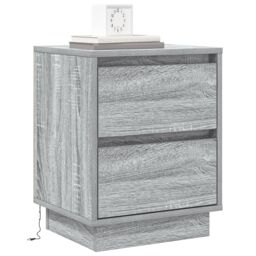 Berkfield Home Bedside Cabinets with LED Lights 2 pcs Grey Sonoma 39x34.5x50 cm - thumbnail 3