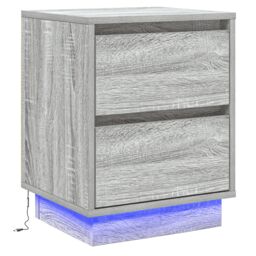 Berkfield Home Bedside Cabinets with LED Lights 2 pcs Grey Sonoma 39x34.5x50 cm - thumbnail 6