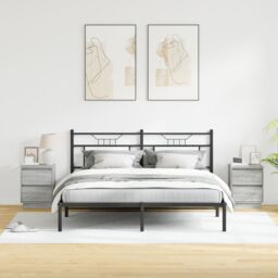 Berkfield Home Bedside Cabinets with LED Lights 2 pcs Grey Sonoma 39x34.5x50 cm - thumbnail 5