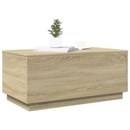 Berkfield Home Coffee Table with LED Lights Sonoma Oak 90x50x40 cm in Brown - Size: 90 x 50 x 40 cm - thumbnail 6