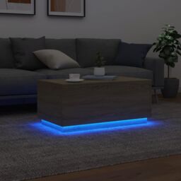 Berkfield Home Coffee Table with LED Lights Sonoma Oak 90x50x40 cm in Brown - Size: 90 x 50 x 40 cm - thumbnail 5