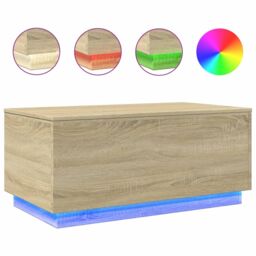 Berkfield Home Coffee Table with LED Lights Sonoma Oak 90x50x40 cm in Brown - Size: 90 x 50 x 40 cm - thumbnail 2