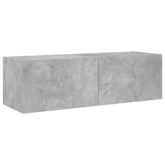 Berkfield Home TV Wall Cabinet with LED Lights Concrete Grey 100x35x31 cm - Size: 100 x 35 x 31 cm - image 1