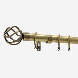New Edge Blinds Antqiue Brass 28mm Cage Fixed Length Metal Curtain Pole in Bronze - Size: 250 cm - thumbnail 2