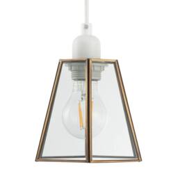 Happy Homewares Industrial Hexagonal Lantern Pendant Shade with Clear Glass Panels in Metallic Gold - thumbnail 5