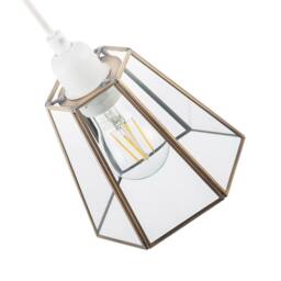 Happy Homewares Industrial Hexagonal Lantern Pendant Shade with Clear Glass Panels in Metallic Gold - thumbnail 3