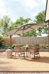 Living and Home 3m x 3m Square Cantilever Garden Parasol in Taupe - thumbnail 1