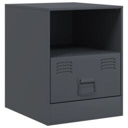 Berkfield Home Bedside Cabinet Anthracite 34.5x39x44 cm Steel in Black - thumbnail 2