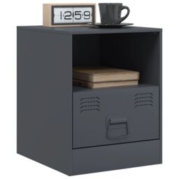 Berkfield Home Bedside Cabinet Anthracite 34.5x39x44 cm Steel in Black - thumbnail 4