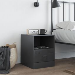 Berkfield Home Bedside Cabinet Anthracite 34.5x39x44 cm Steel in Black - thumbnail 3