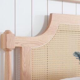 Birlea Rattan Bed Frame Rhodes Oak 4FT6 135cm Bedstead in Beige - Size: King - thumbnail 3