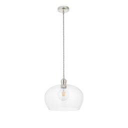 Netlighting 'LIVORNO' Dimmable Stylish Indoor Glass Single Pendant Ceiling Lamp in Silver - thumbnail 6