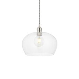 Netlighting 'LIVORNO' Dimmable Stylish Indoor Glass Single Pendant Ceiling Lamp in Silver - thumbnail 1