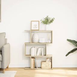 Berkfield Home Room Divider Bookcase 3-Tier Sonoma Oak 70x24x97 cm Engineered Wood in Light Oak - Size: 70 x 24 x 97 cm - thumbnail 1