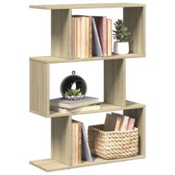Berkfield Home Room Divider Bookcase 3-Tier Sonoma Oak 70x24x97 cm Engineered Wood in Light Oak - Size: 70 x 24 x 97 cm - thumbnail 2