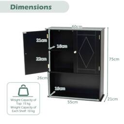 Costway Wooden Bathroom Wall Cabinet 2-Door Wall Mounted Medicine Cabinet in Black - thumbnail 2