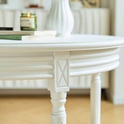 Nordlys Round Wood Dining Table for 4 People in White - thumbnail 6