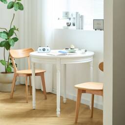 Nordlys Round Wood Dining Table for 4 People in White - thumbnail 4