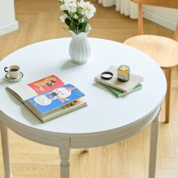 Nordlys Round Wood Dining Table for 4 People in White - thumbnail 3