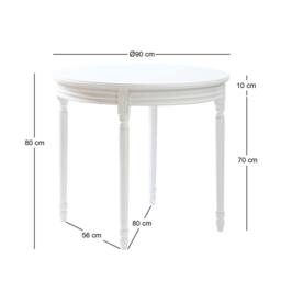 Nordlys Round Wood Dining Table for 4 People in White - thumbnail 5