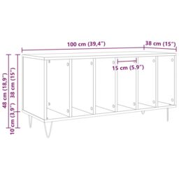 Berkfield Home Record Cabinet Black Oak 100x38x48 cm Engineered Wood - Size: 100 x 38 x 48 cm - thumbnail 7