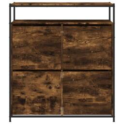Berkfield Home Shoe Cabinet with 4 Flip-Drawers Smoked Oak 100x34x112 cm in Brown - Size: 100 x 34 x 112 cm - thumbnail 6