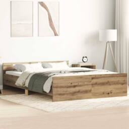 Berkfield Home Bed Frame without Mattress Artisan Oak 140x190cm Engineered Wood in Brown - Size: 140x190 cm - thumbnail 2