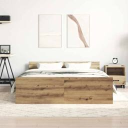 Berkfield Home Bed Frame without Mattress Artisan Oak 140x190cm Engineered Wood in Brown - Size: 140x190 cm - thumbnail 3