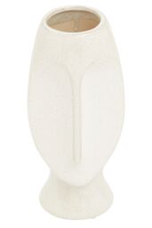 Orsina Handcrafted Stoneware Face Large Vase, Modern Free Standing Vase, Contemporary Flower Vase, Stoneware Vase in White - thumbnail 5