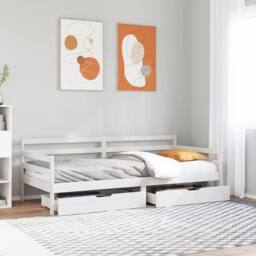 Berkfield Home Daybed with Drawers without Mattress White 90x200 cm Solid Wood - thumbnail 2