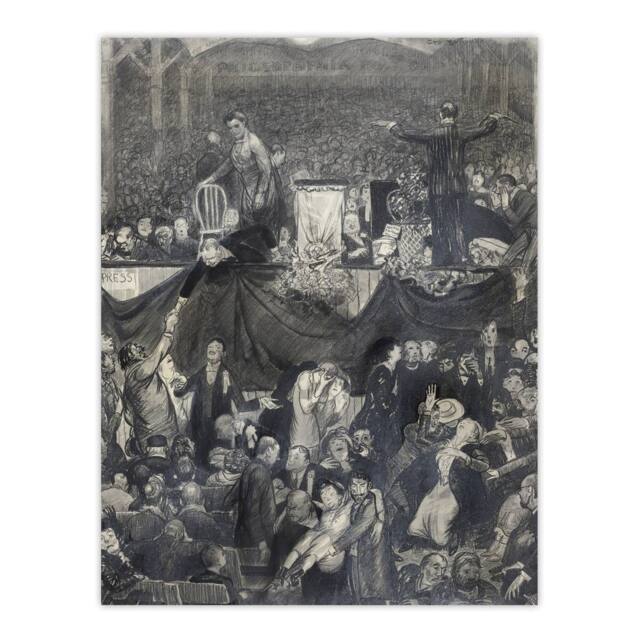 "Artery8 George Bellows The Sawdust Trail Pencil Drawing Wall Art Print in Grey - Size: W12"" x H16""" - image 1