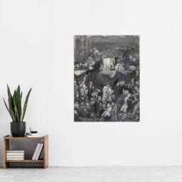 "Artery8 George Bellows The Sawdust Trail Pencil Drawing Wall Art Print in Grey - Size: W12"" x H16""" - thumbnail 4