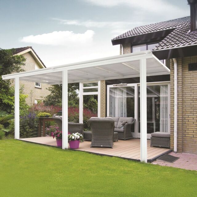 Primrose Living White Garden Veranda Canopy Patio Shade Pergola 3m x 4.34m - image 1