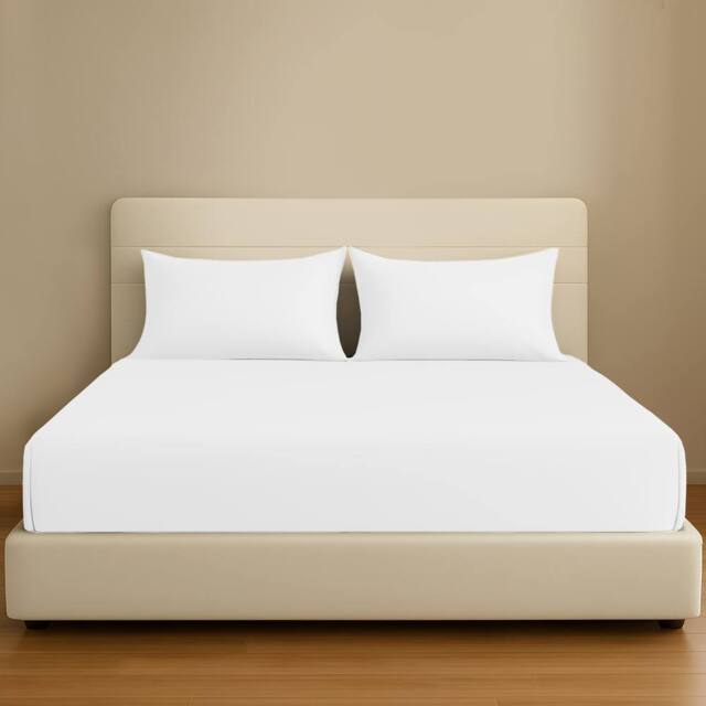 Pamposh 35cm Extra Deep Cotton Sateen Fitted Sheet - Soft & Smooth in White - Size: Standard Pillow Case - image 1