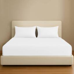 Pamposh 35cm Extra Deep Cotton Sateen Fitted Sheet - Soft & Smooth in White - Size: Standard Pillow Case - thumbnail 1