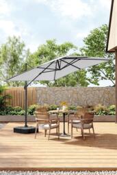 Living and Home Large Square Canopy Rotating Outdoor Cantilever Parasol with Plastic Base in Light Grey - thumbnail 2